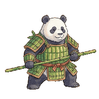 bamboo panda warrior, Studio Ghibli inspired, isometric action RPG animation